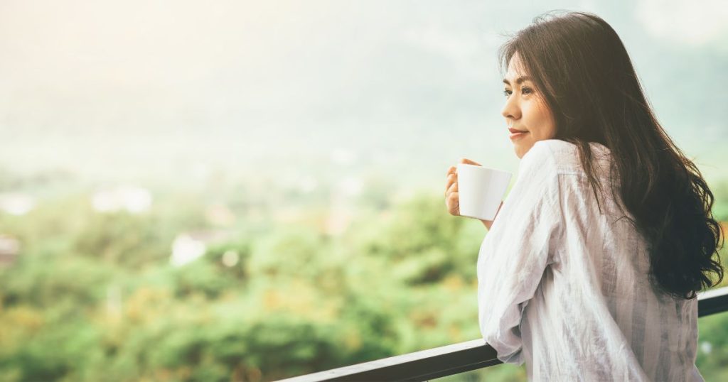 Woman enjoying her morning coffee